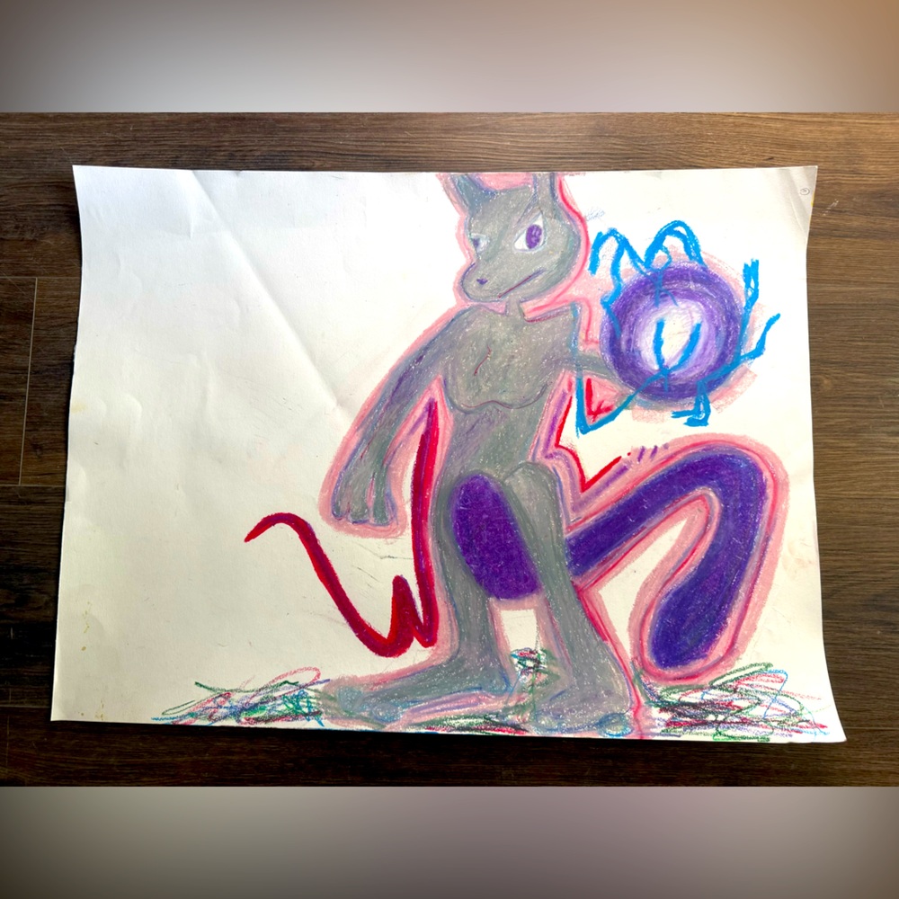 “MewTwo” oil pastel on 18x24” paper